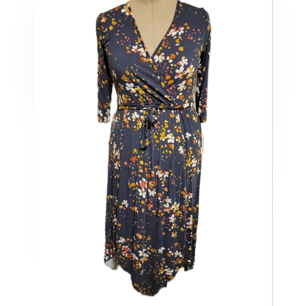 🔖Loveappella Lucinda Knit Wrap Surplice 3/4 Long Sleeve Cocktail Dress Sz M